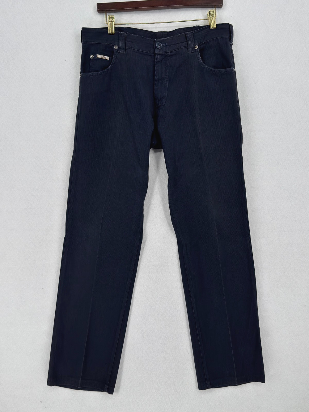 Armani Collezioni Mens Blue Corduroy Straight Leg Trouser Pants Sz 34